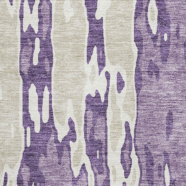 HomeRoots 8' X 10' Abstract Purple & Ivory Area Rug – Washable, UV-Protected, Perfect for High-Traffic Homes! 675868
