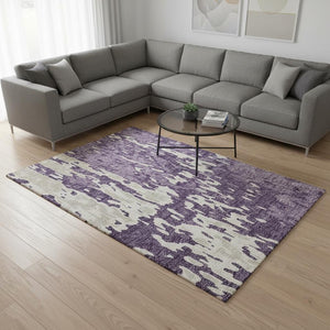 HomeRoots 9' X 12' Washable Purple and Ivory Abstract Area Rug with UV Protection for High-Traffic Spaces 675869