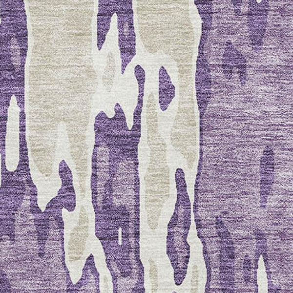 HomeRoots 9' X 12' Washable Purple and Ivory Abstract Area Rug with UV Protection for High-Traffic Spaces 675869