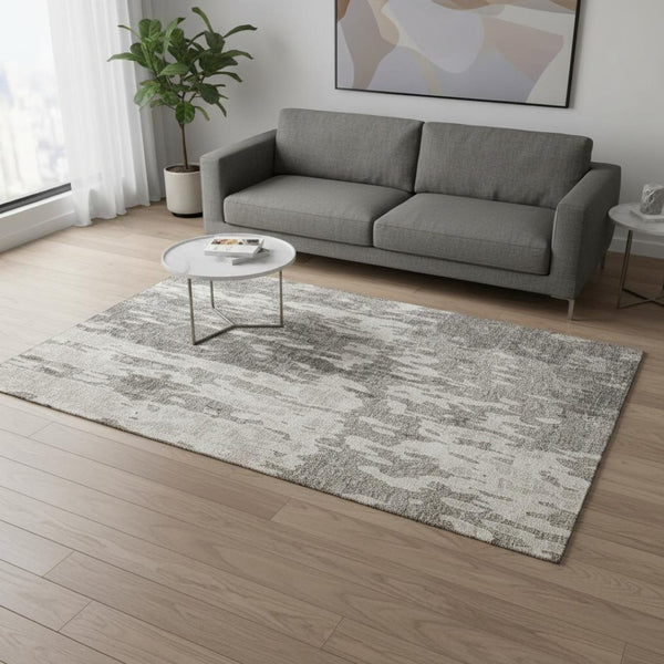 HomeRoots 5' X 8' Taupe Beige & Ivory Abstract Area Rug – Washable, UV Protected, Ideal for High-Traffic Spaces 675872