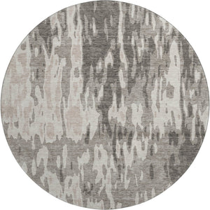 HomeRoots 8' Stylish Taupe Beige & Ivory Abstract Washable Round Rug with UV Protection for Modern Homes 675873