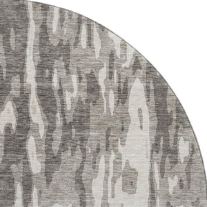 HomeRoots 8' Stylish Taupe Beige & Ivory Abstract Washable Round Rug with UV Protection for Modern Homes 675873