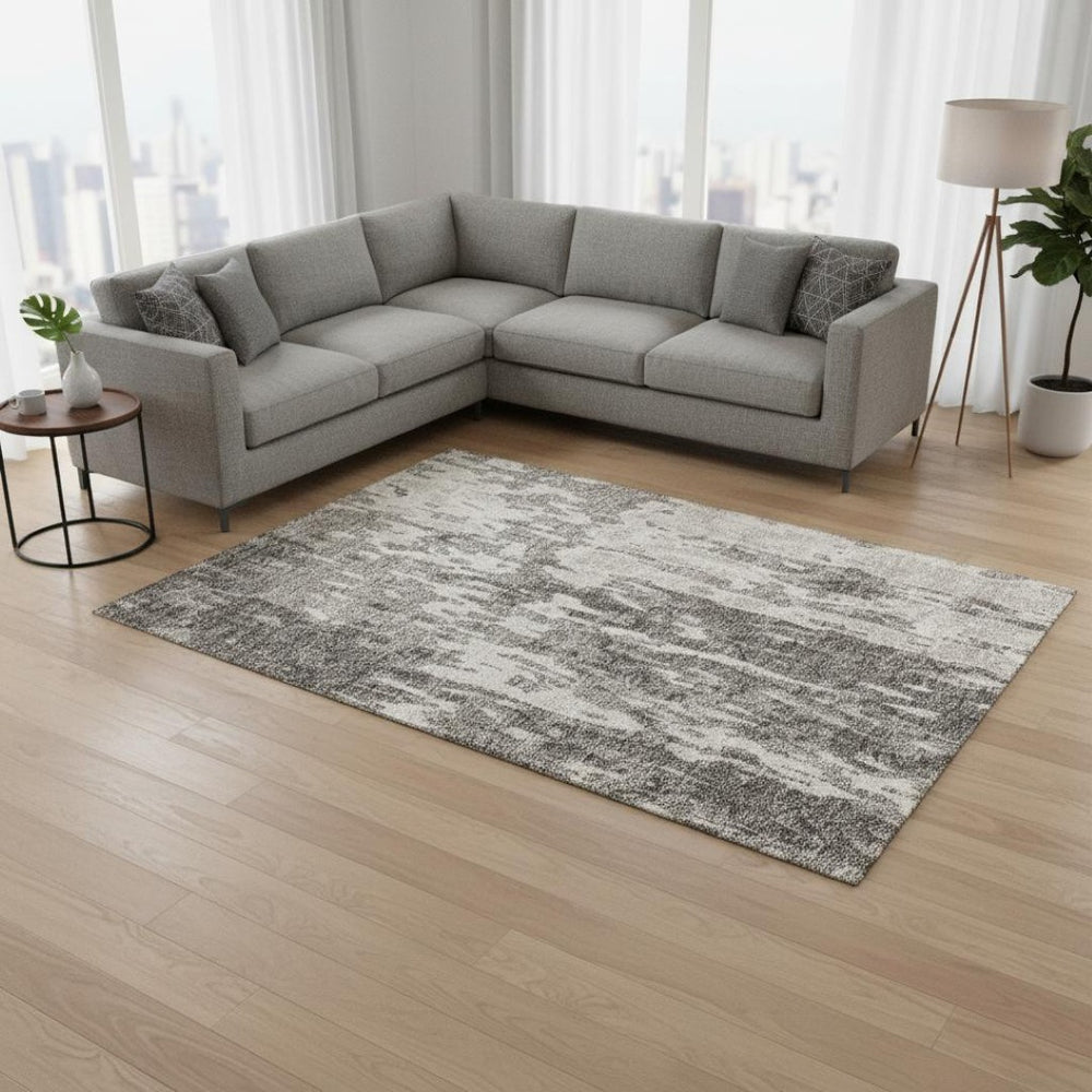 HomeRoots 8' X 10' Modern Abstract Washable Area Rug in Taupe Beige & Ivory - UV Protected, Durable & Stylish 675874