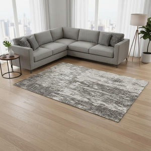 HomeRoots 8' X 10' Modern Abstract Washable Area Rug in Taupe Beige & Ivory - UV Protected, Durable & Stylish 675874