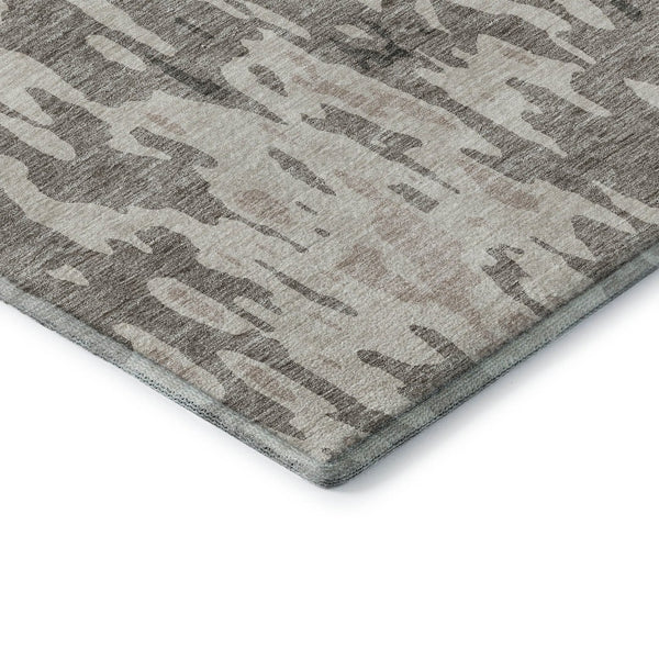 HomeRoots 9' X 12' Taupe Beige & Ivory Abstract Washable Area Rug - Stain-Resistant & UV Protected Design 675875