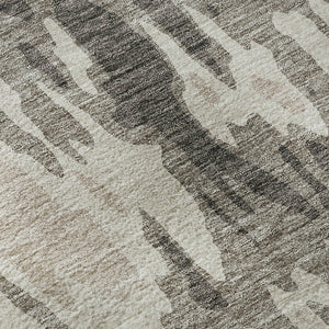 HomeRoots 9' X 12' Taupe Beige & Ivory Abstract Washable Area Rug - Stain-Resistant & UV Protected Design 675875