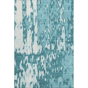 HomeRoots 5' X 8' Teal and Ivory Abstract Area Rug - Stylish, Washable, UV-Protected for Modern Homes & Pets 675878
