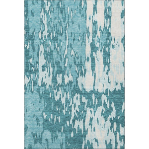 HomeRoots 5' X 8' Teal and Ivory Abstract Area Rug - Stylish, Washable, UV-Protected for Modern Homes & Pets 675878