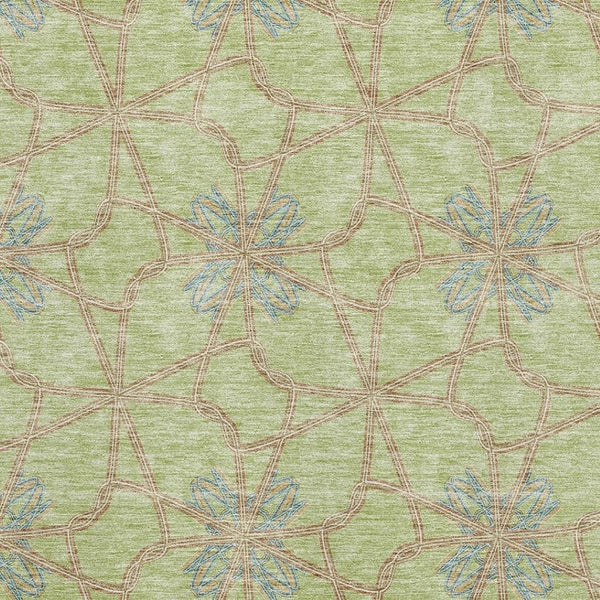 HomeRoots 8' X 10' Artichoke Green, Blue & Beige Geometric Washable Area Rug with Stain Resistance & UV Protection 675886