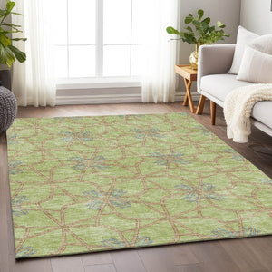 HomeRoots 10' Contemporary Artichoke Green Geometric Area Rug – Washable, UV Protected, Stain Resistant Design 675888