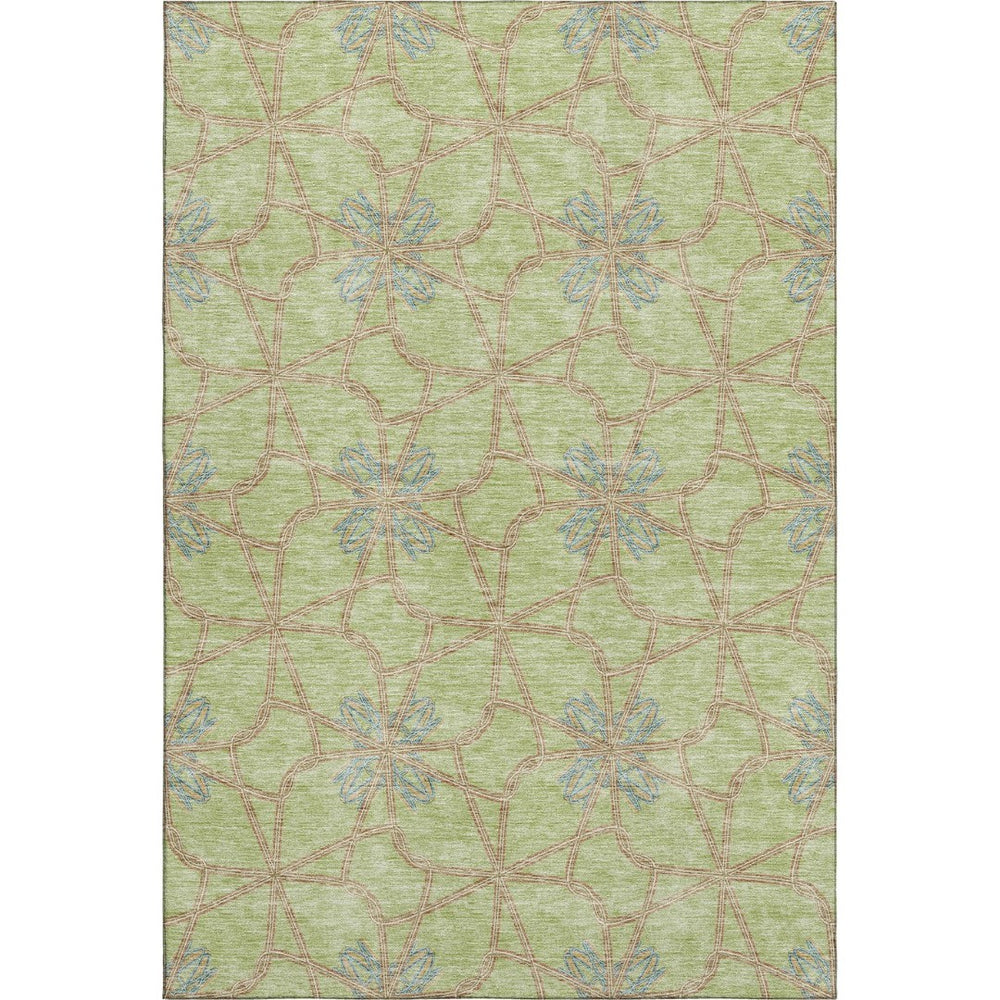 HomeRoots 10' Contemporary Artichoke Green Geometric Area Rug – Washable, UV Protected, Stain Resistant Design 675888