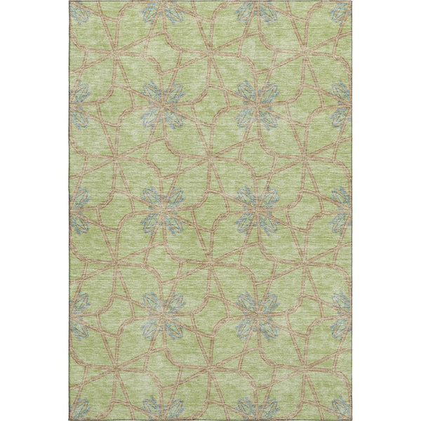HomeRoots 10' Contemporary Artichoke Green Geometric Area Rug – Washable, UV Protected, Stain Resistant Design 675888