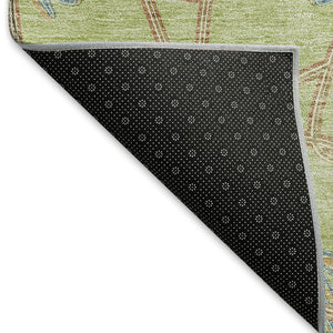 HomeRoots 10' Contemporary Artichoke Green Geometric Area Rug – Washable, UV Protected, Stain Resistant Design 675888