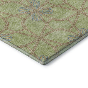 HomeRoots 10' Contemporary Artichoke Green Geometric Area Rug – Washable, UV Protected, Stain Resistant Design 675888