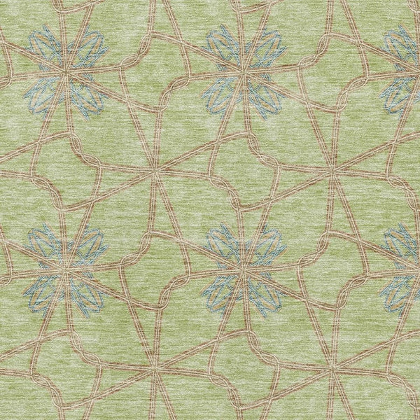 HomeRoots 10' Contemporary Artichoke Green Geometric Area Rug – Washable, UV Protected, Stain Resistant Design 675888