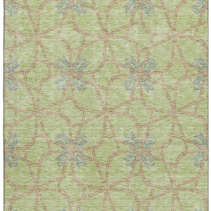 HomeRoots 10' Contemporary Artichoke Green Geometric Area Rug – Washable, UV Protected, Stain Resistant Design 675888