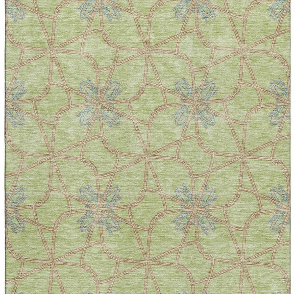 HomeRoots 10' Contemporary Artichoke Green Geometric Area Rug – Washable, UV Protected, Stain Resistant Design 675888
