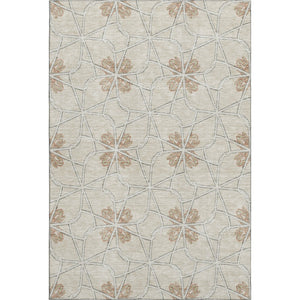 HomeRoots 5' X 8' Washable Beige, Taupe & Gray Geometric Area Rug with UV Protection for Modern Homes 675896