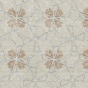 HomeRoots 5' X 8' Washable Beige, Taupe & Gray Geometric Area Rug with UV Protection for Modern Homes 675896