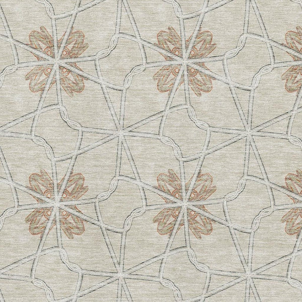 HomeRoots 5' X 8' Washable Beige, Taupe & Gray Geometric Area Rug with UV Protection for Modern Homes 675896