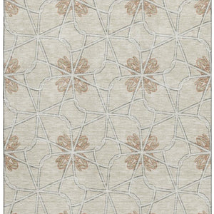 HomeRoots 5' X 8' Washable Beige, Taupe & Gray Geometric Area Rug with UV Protection for Modern Homes 675896