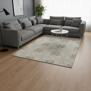 HomeRoots 8' X 10' Stylish Beige and Gray Geometric Washable Area Rug with UV Protection for Busy Homes 675898