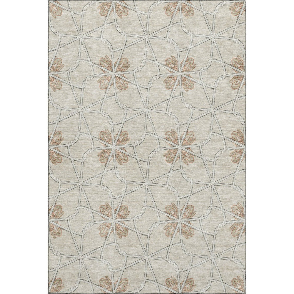 HomeRoots 8' X 10' Stylish Beige and Gray Geometric Washable Area Rug with UV Protection for Busy Homes 675898