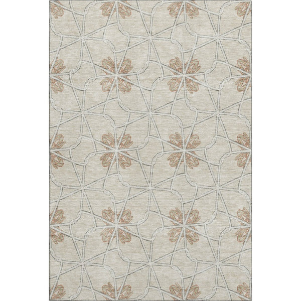 HomeRoots 8' X 10' Stylish Beige and Gray Geometric Washable Area Rug with UV Protection for Busy Homes 675898