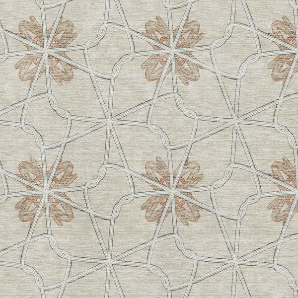 HomeRoots 8' X 10' Stylish Beige and Gray Geometric Washable Area Rug with UV Protection for Busy Homes 675898