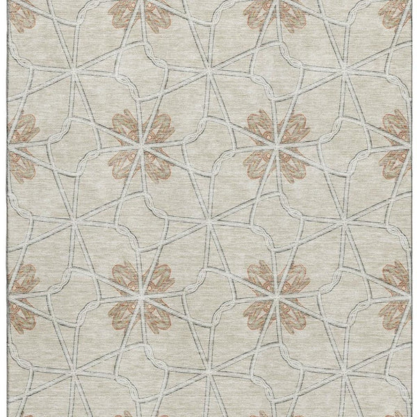 HomeRoots 8' X 10' Stylish Beige and Gray Geometric Washable Area Rug with UV Protection for Busy Homes 675898