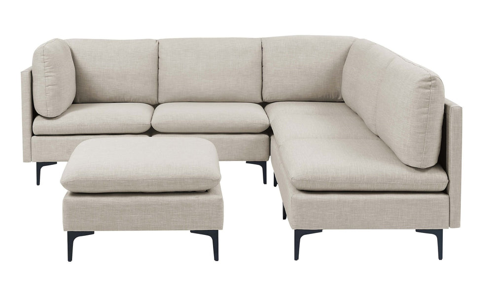English Elm Linen Upholstered Modular Sectional Sofa with Tall Black Metal Legs for Living Room Almond B2748S00103