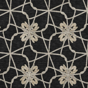 HomeRoots 5' X 8' Stylish Black Khaki Beige Geometric Washable Area Rug with UV Protection for Busy Homes 675902
