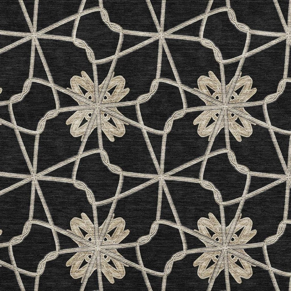 HomeRoots 5' X 8' Stylish Black Khaki Beige Geometric Washable Area Rug with UV Protection for Busy Homes 675902