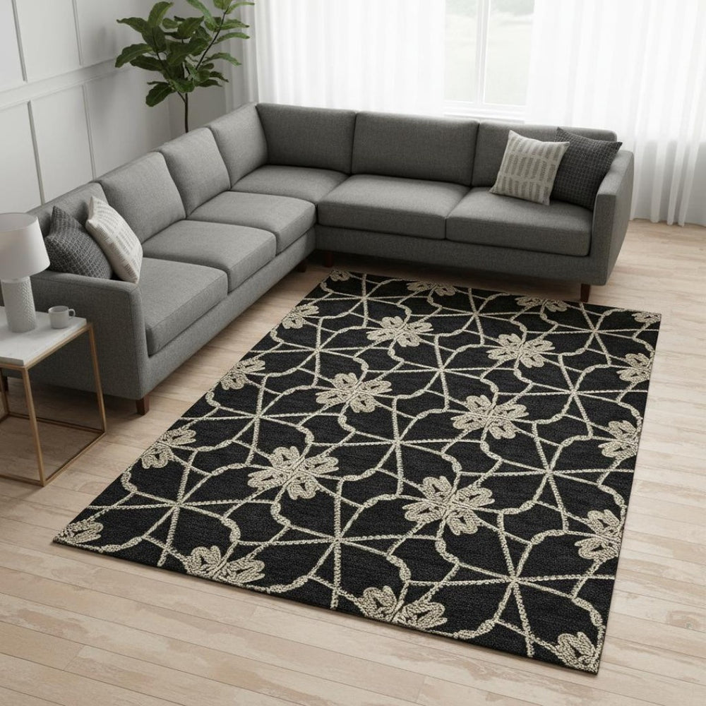HomeRoots 9' X 12' Durable Geometric Washable Area Rug with UV Protection for Modern Homes & Active Lifestyles 675905