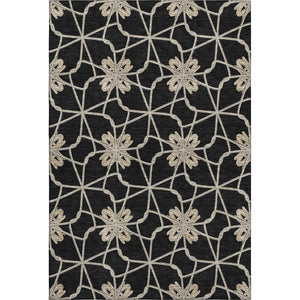 HomeRoots 10' Geometric Washable Area Rug in Black, Khaki & Beige - Durable, UV Protected, Soft, Stain Resistant 675906
