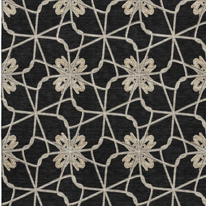 HomeRoots 10' Geometric Washable Area Rug in Black, Khaki & Beige - Durable, UV Protected, Soft, Stain Resistant 675906