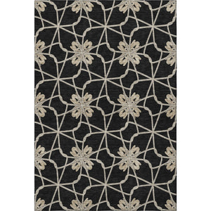 HomeRoots 10' Geometric Washable Area Rug in Black, Khaki & Beige - Durable, UV Protected, Soft, Stain Resistant 675906