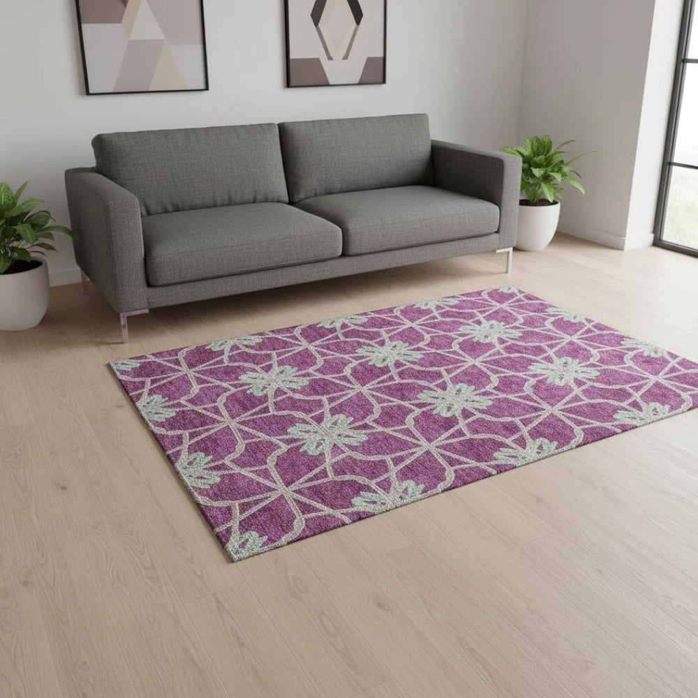 HomeRoots 5' X 8' Blush Ivory Beige Geometric Area Rug - Durable, Stain-Resistant, UV Protected for Homes 675908