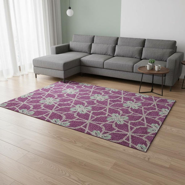 HomeRoots 8' X 10' Stylish Blush Ivory & Beige Geometric Washable Area Rug with UV Protection & Durability 675910