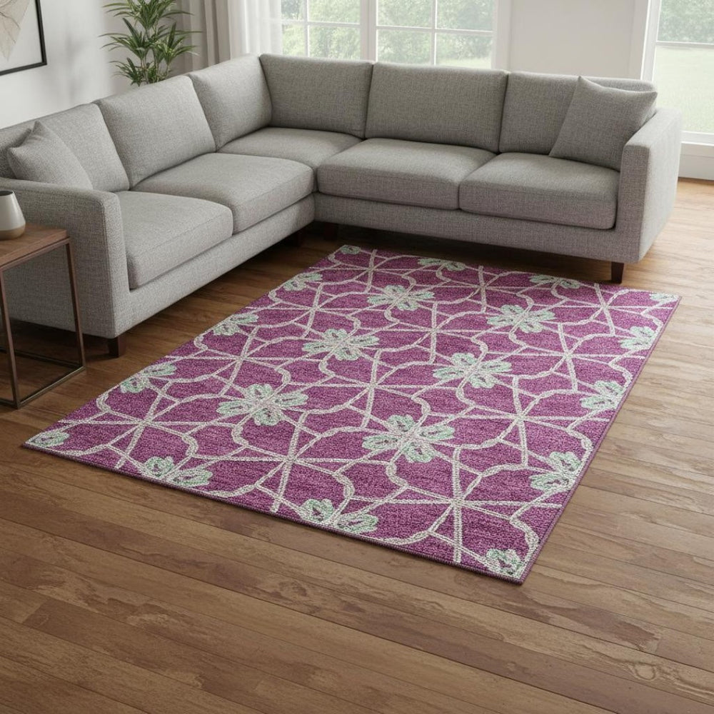 HomeRoots 10' Blush Ivory & Beige Geometric Area Rug – Washable, UV-Protected, Durable & Stain-Resistant Design 675912