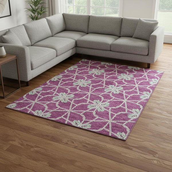 HomeRoots 10' Blush Ivory & Beige Geometric Area Rug – Washable, UV-Protected, Durable & Stain-Resistant Design 675912