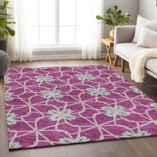 HomeRoots 10' Blush Ivory & Beige Geometric Area Rug – Washable, UV-Protected, Durable & Stain-Resistant Design 675912