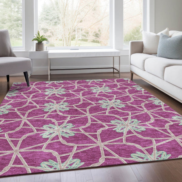 HomeRoots 10' Blush Ivory & Beige Geometric Area Rug – Washable, UV-Protected, Durable & Stain-Resistant Design 675912