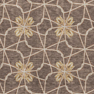 HomeRoots 8' X 10' Washable Brown Gold Gray Geometric Area Rug - Durable, Stain-Resistant with UV Protection! 675916