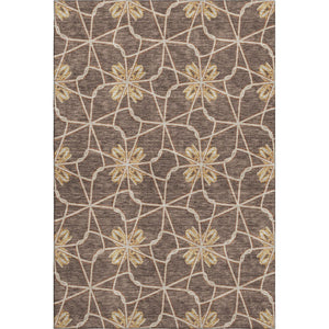 HomeRoots 10' X 14' Geometric Area Rug in Brown, Gold & Gray - Washable, UV Protected & Perfect for Any Space! 675918