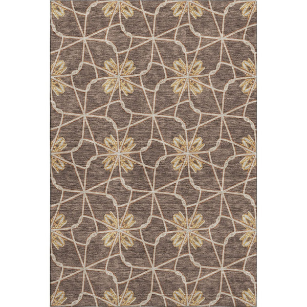 HomeRoots 10' X 14' Geometric Area Rug in Brown, Gold & Gray - Washable, UV Protected & Perfect for Any Space! 675918