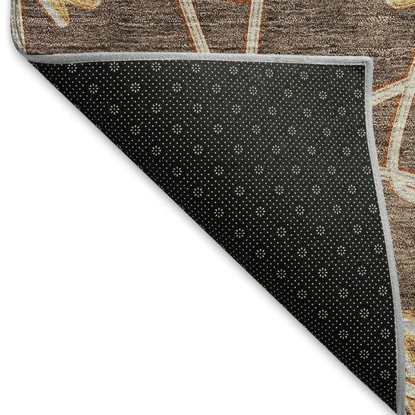 HomeRoots 10' X 14' Geometric Area Rug in Brown, Gold & Gray - Washable, UV Protected & Perfect for Any Space! 675918
