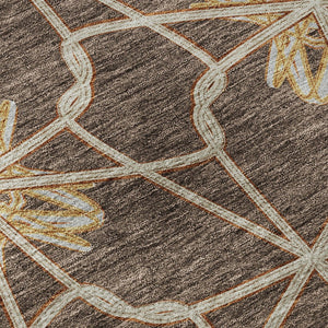 HomeRoots 10' X 14' Geometric Area Rug in Brown, Gold & Gray - Washable, UV Protected & Perfect for Any Space! 675918
