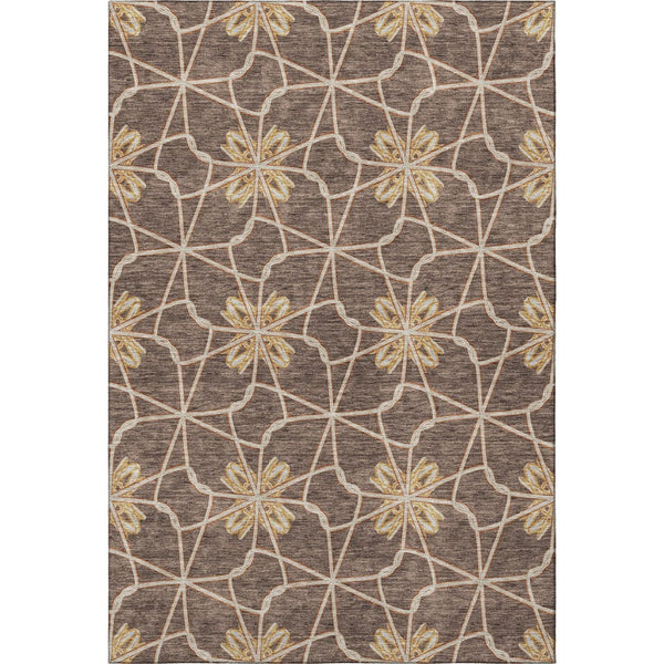 HomeRoots 10' X 14' Geometric Area Rug in Brown, Gold & Gray - Washable, UV Protected & Perfect for Any Space! 675918