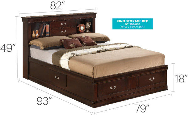 English Elm Louis Phillipe G3125B-Ksb King Storage Bed - Elegant Cappuccino Finish With Ample Hidden Storage Solutions B078S00319